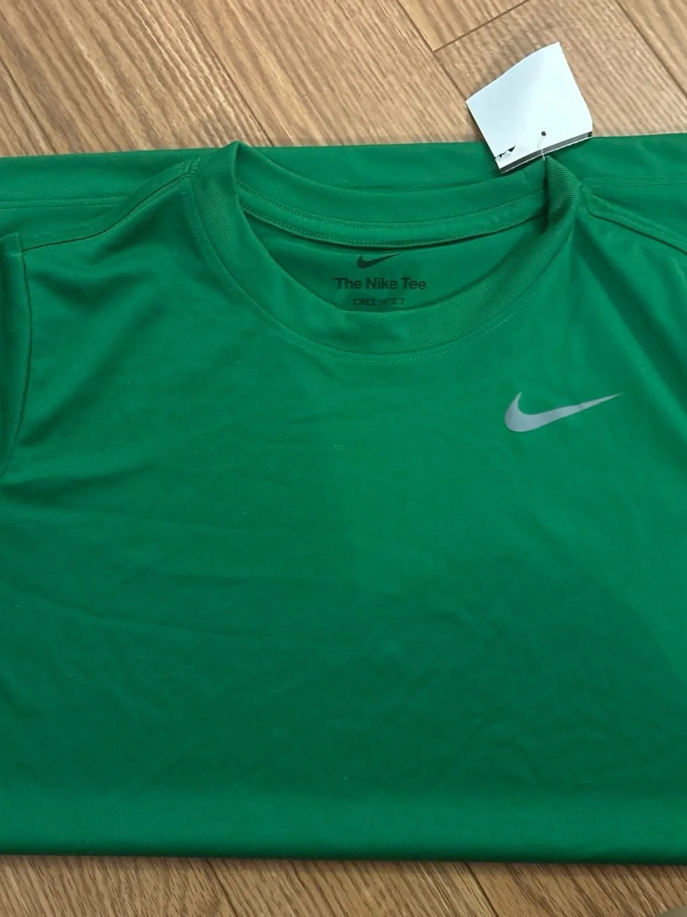 Nike Kids Green Training Tee with Silver Swoosh